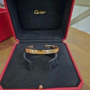 Cartier Love Cuff Bracelet Rose Gold Sz 18